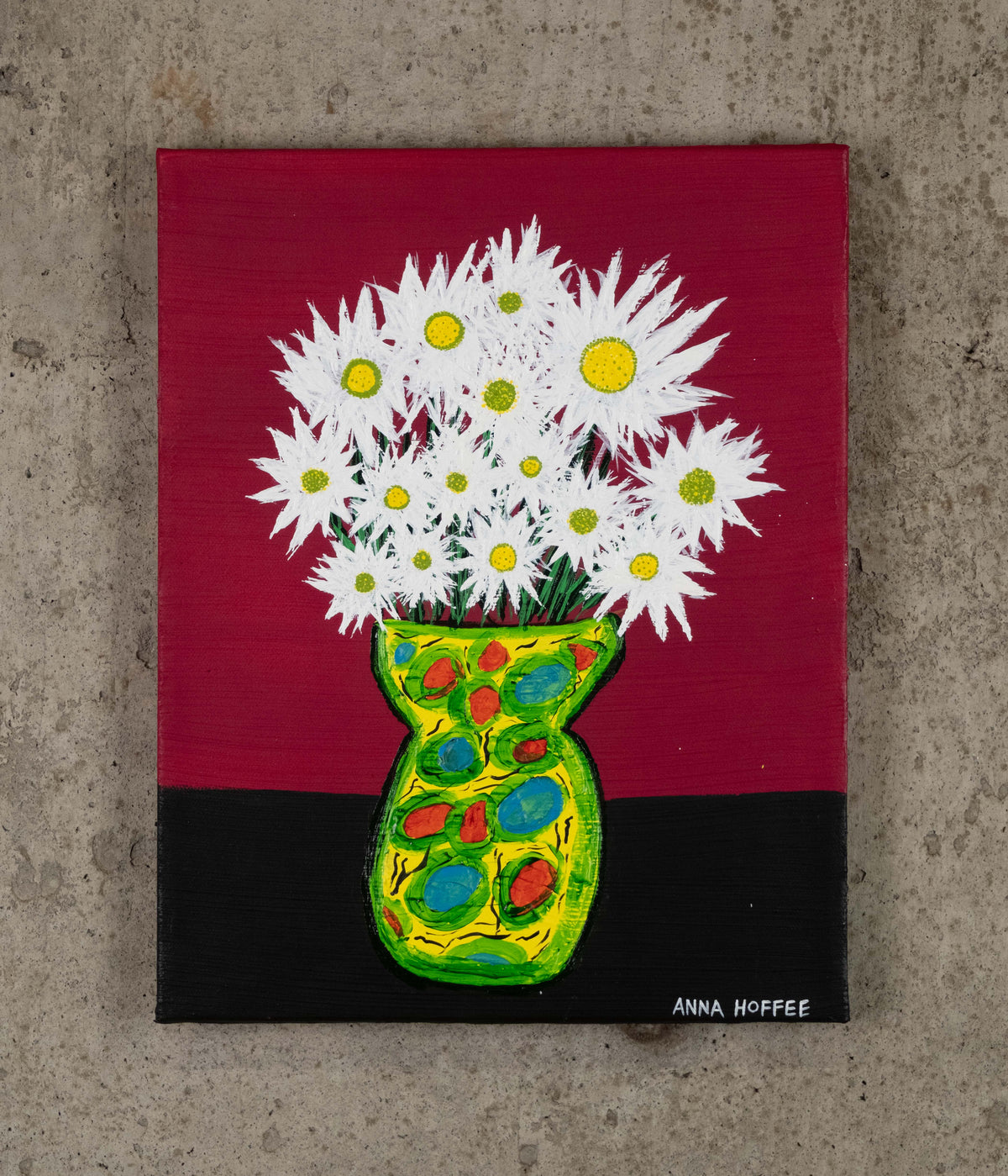 Anna Hoffee Original Painting - A Vase of Glass Flowers on the Island of Murano