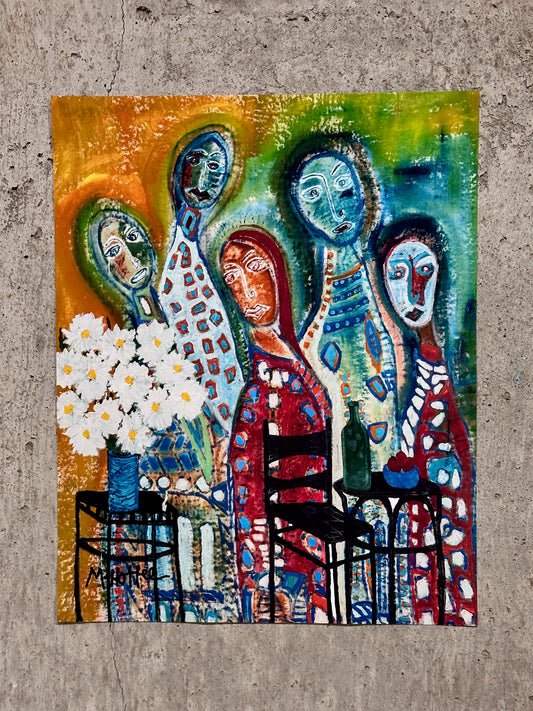 Michael Hoffee Fine Art Giclee Print - Waiting for a Table at Chez Panisse - 20 x 16 Inches