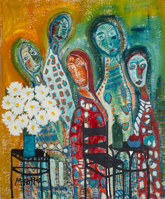 Michael Hoffee Fine Art Giclee Print - Waiting for a Table at Chez Panisse - 20 x 16 Inches
